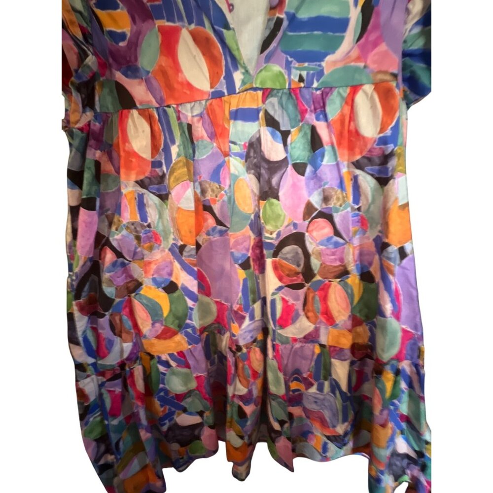 Tcec Multicolor Abstract Print Short Sleeve Dress… - image 3